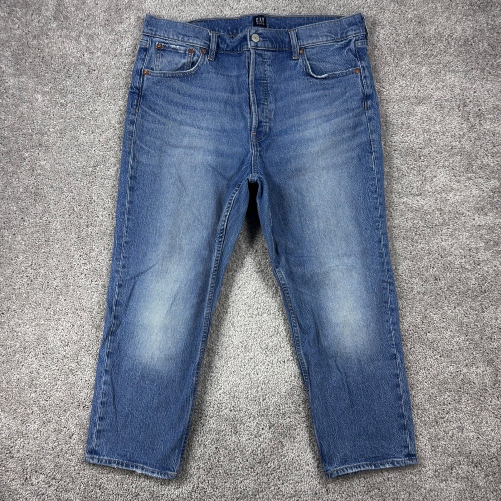 Gap Denim Cheeky Straight Jeans Womens 16/33P Blue Medium Wash Button Fly Petite